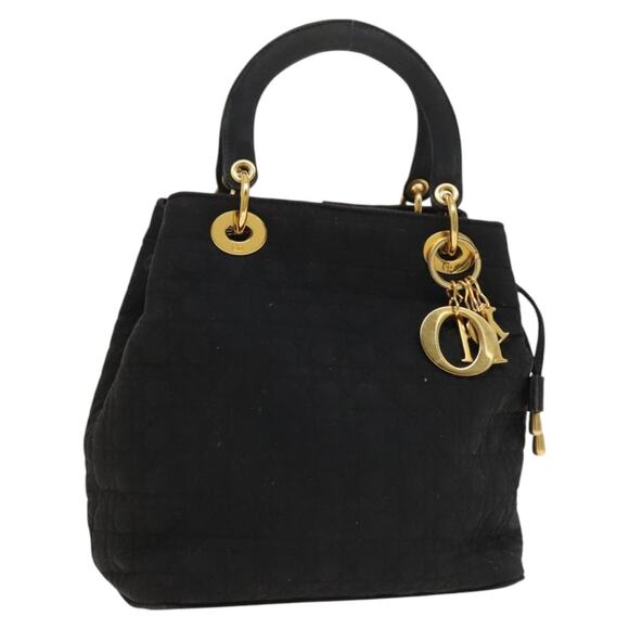 DIOR Canage Lady DIOR Hand Bag Nylon Black Gold - Picture 1 of 12
